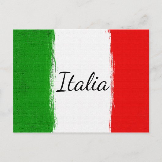 Ik hou van Italië. Vlag van Italië. Briefkaart (Voorkant)