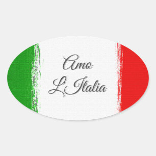 Ik hou van Italië. Vlag van Italië. Oval Sticker