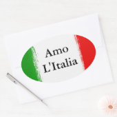Ik hou van Italië. Vlag van Italië. Ovale Sticker (Envelop)