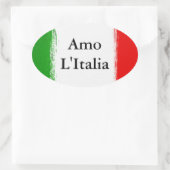 Ik hou van Italië. Vlag van Italië. Ovale Sticker (Tas)