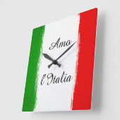 Ik hou van Italië/vlag van Italië. Tekst Vierkante Klok (Hoek)
