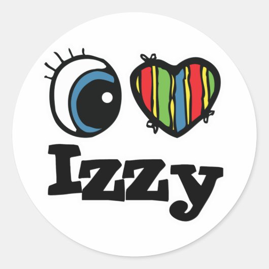 Ik hou van Izzy Ronde Sticker (Voorkant)