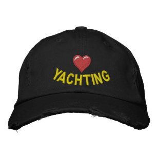 Ik hou van jachthavens met hartfoto geborduurde pet