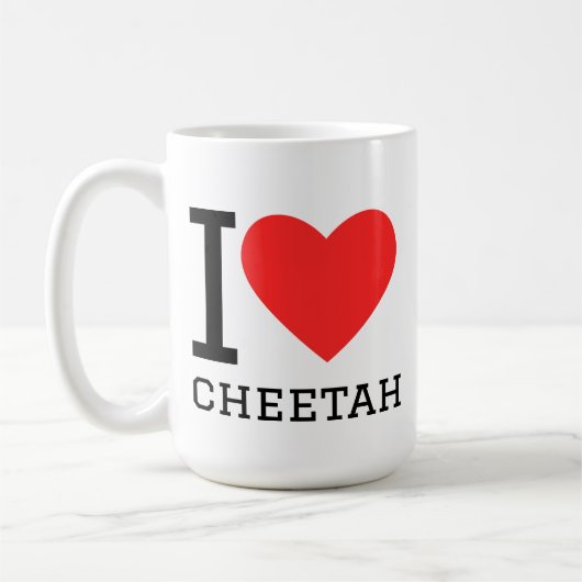 Ik hou van jachtluipaard koffiemok (Links)
