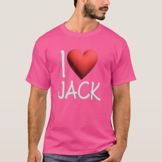 Ik hou van Jack Naam Gepersonaliseerde Mannen Guy T-shirt