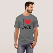 Ik hou van Jack Naam Persoonlijke Mannen Guy BFF V T-shirt (Voorkant volledig)