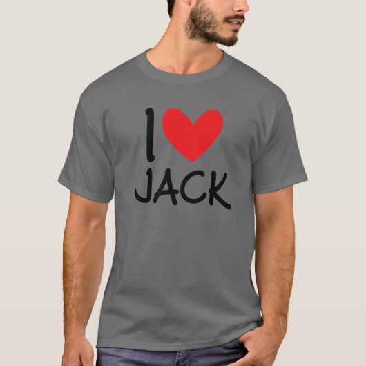 Ik hou van Jack Naam Persoonlijke Mannen Guy BFF V T-shirt (Voorkant)
