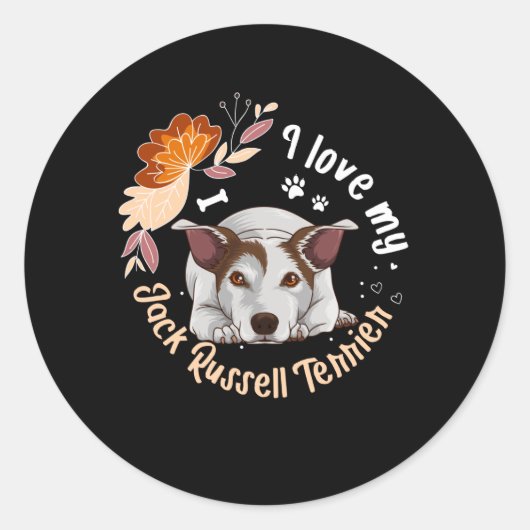 Ik hou van Jack Russell Terrier Hondencadeau Ronde Sticker (Voorkant)