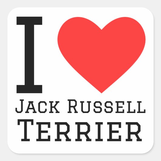 Ik hou van Jack Russell Terrier Vierkante Sticker (Voorkant)