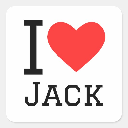 Ik hou van jack vierkante sticker (Voorkant)