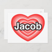 Ik hou van Jacob. Ik hou van je Jacob. Hart Briefkaart (Voorkant / Achterkant)