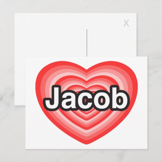 Ik hou van Jacob. Ik hou van je Jacob. Hart Briefkaart (Voorkant / Achterkant)