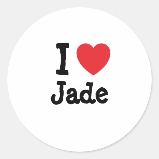 Ik hou van Jade hart T-shirt Ronde Sticker (Voorkant)