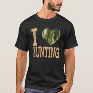 Ik hou van jagen op Camo Heart Hunter T-shirt