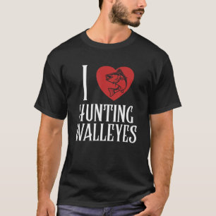 Ik hou van jagen op walleyes snoekbaars haken loka t-shirt