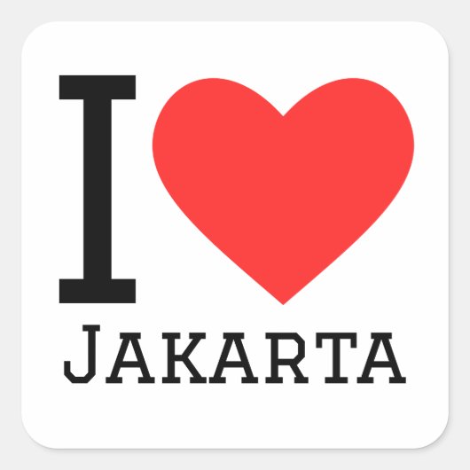Ik hou van Jakarta Vierkante Sticker (Voorkant)
