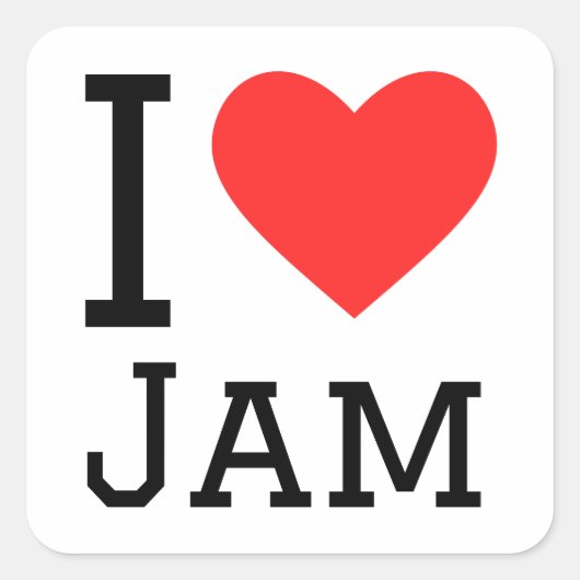 Ik hou van jam vierkante sticker (Voorkant)
