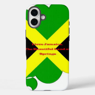 Ik hou van Jamaica   Krachtig Vlag Typografie Kuns iPhone 16 Plus Hoesje