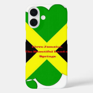 Ik hou van Jamaica   Krachtig Vlag Typografie Kuns iPhone 16 Hoesje
