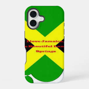 Ik hou van Jamaica Krachtig Vlag Typografie Kuns iPhone 16 Hoesje
