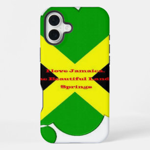 Ik hou van Jamaica Krachtig Vlag Typografie Kuns iPhone 16 Plus Hoesje