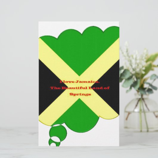 Ik hou van Jamaica Tekst op Flag Art Print Briefpapier (Staand voorkant)