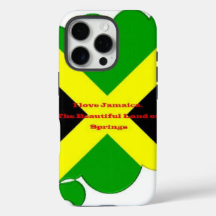 Ik hou van Jamaica Tekst op Flag Art Print iPhone 16 Pro Hoesje