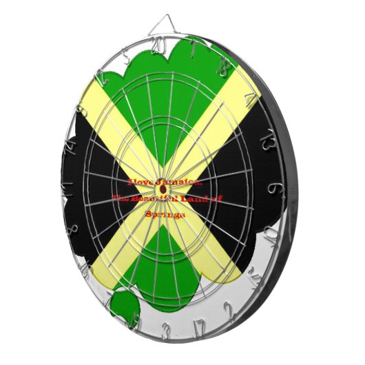 Ik hou van Jamaica Tekst op Flag Art Print Dartbord (Voorkant Rechts)