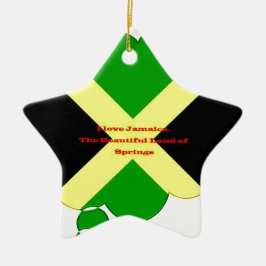 Ik hou van Jamaica Tekst op Flag Art Print Keramisch Ornament (Voorkant)