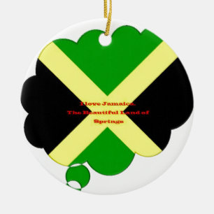 Ik hou van Jamaica Tekst op Flag Art Print Keramisch Ornament
