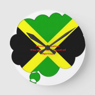 Ik hou van Jamaica Tekst op Flag Art Print Ronde Klok