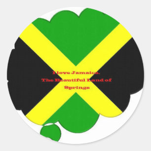 Ik hou van Jamaica Tekst op Flag Art Print Ronde Sticker