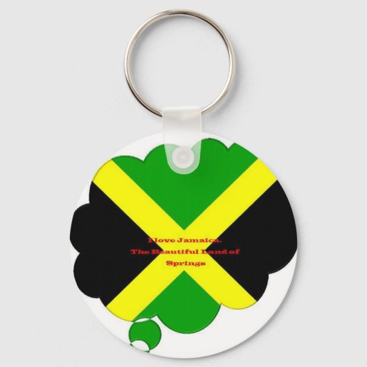 Ik hou van Jamaica Tekst op Flag Art Print Sleutelhanger (Voorkant)