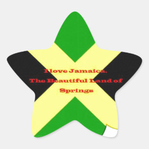 Ik hou van Jamaica Tekst op Flag Art Print Ster Sticker