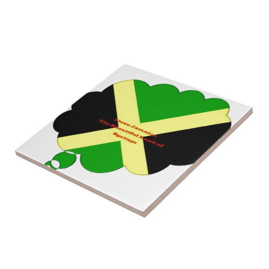 Ik hou van Jamaica Tekst op Flag Art Print Tegeltje (Zijkant)