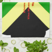 Ik hou van Jamaica Tekst op Flag Art Print Theedoek (Gevouwen)