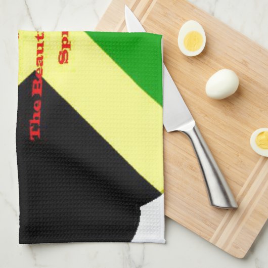 Ik hou van Jamaica Tekst op Flag Art Print Theedoek (Quarter Fold)