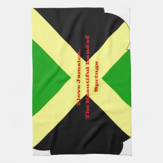 Ik hou van Jamaica Tekst op Flag Art Print Theedoek (Verticaal)