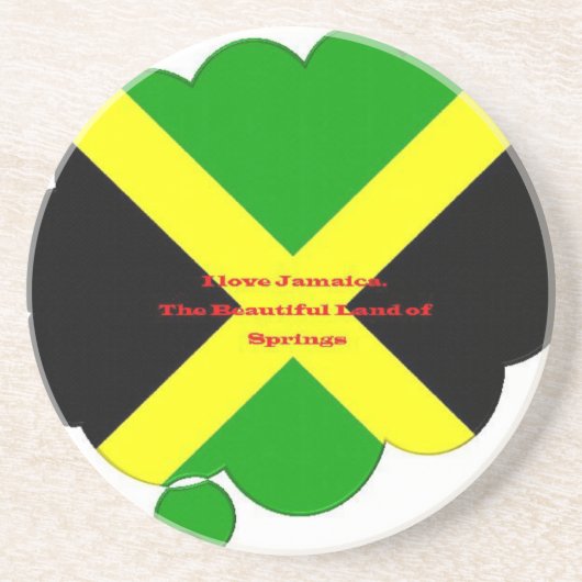 Ik hou van Jamaica Tekst op Flag Art Print Zandsteen Onderzetter (Voorkant)