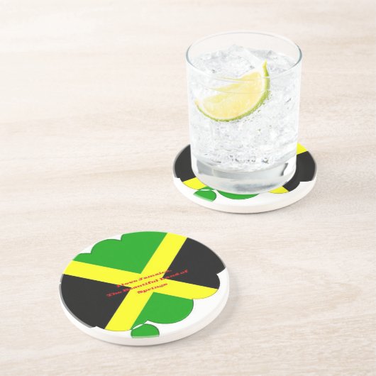 Ik hou van Jamaica Tekst op Flag Art Print Zandsteen Onderzetter (Zijkant)