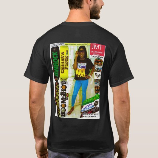 IK HOU VAN JAMAICAANSE STIJL. Basic donker T-shirt (Achterkant)