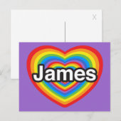 Ik hou van James. Ik hou van je James. Hart Briefkaart (Voorkant / Achterkant)