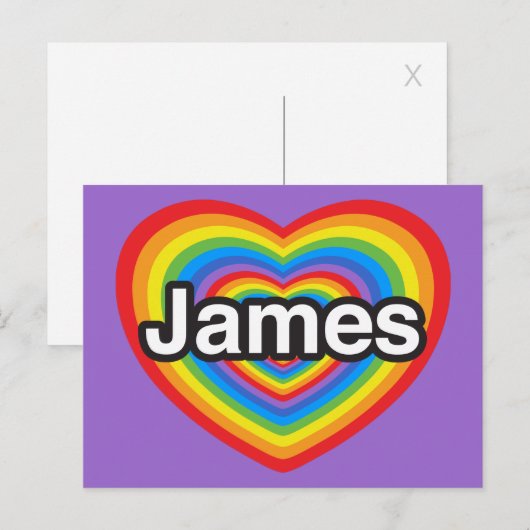 Ik hou van James. Ik hou van je James. Hart Briefkaart (Voorkant / Achterkant)