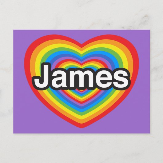 Ik hou van James. Ik hou van je James. Hart Briefkaart (Voorkant)