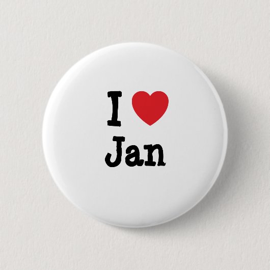 Ik hou van Jan hart T-Shirt Ronde Button 5,7 Cm (Voorkant)