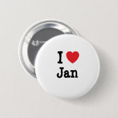 Ik hou van Jan hart T-Shirt Ronde Button 5,7 Cm (Voorkant /achterkant)