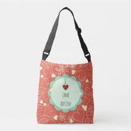 Ik hou van Jane Austen Oranje Pattern Crossbody Tas