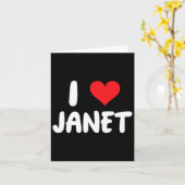 Ik hou van Janet - Hart - Naam Kaart (Gele Bloem)
