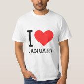 Ik hou van Januari Square Sticker T-shirt (Voorkant)