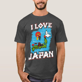 Ik hou van Japan kaart Japanse cultuur T-shirt